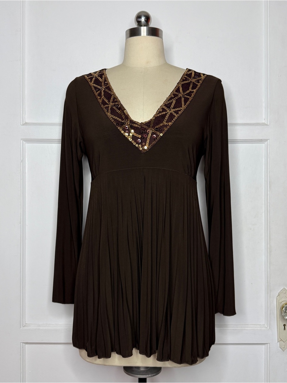 Brown tie back top